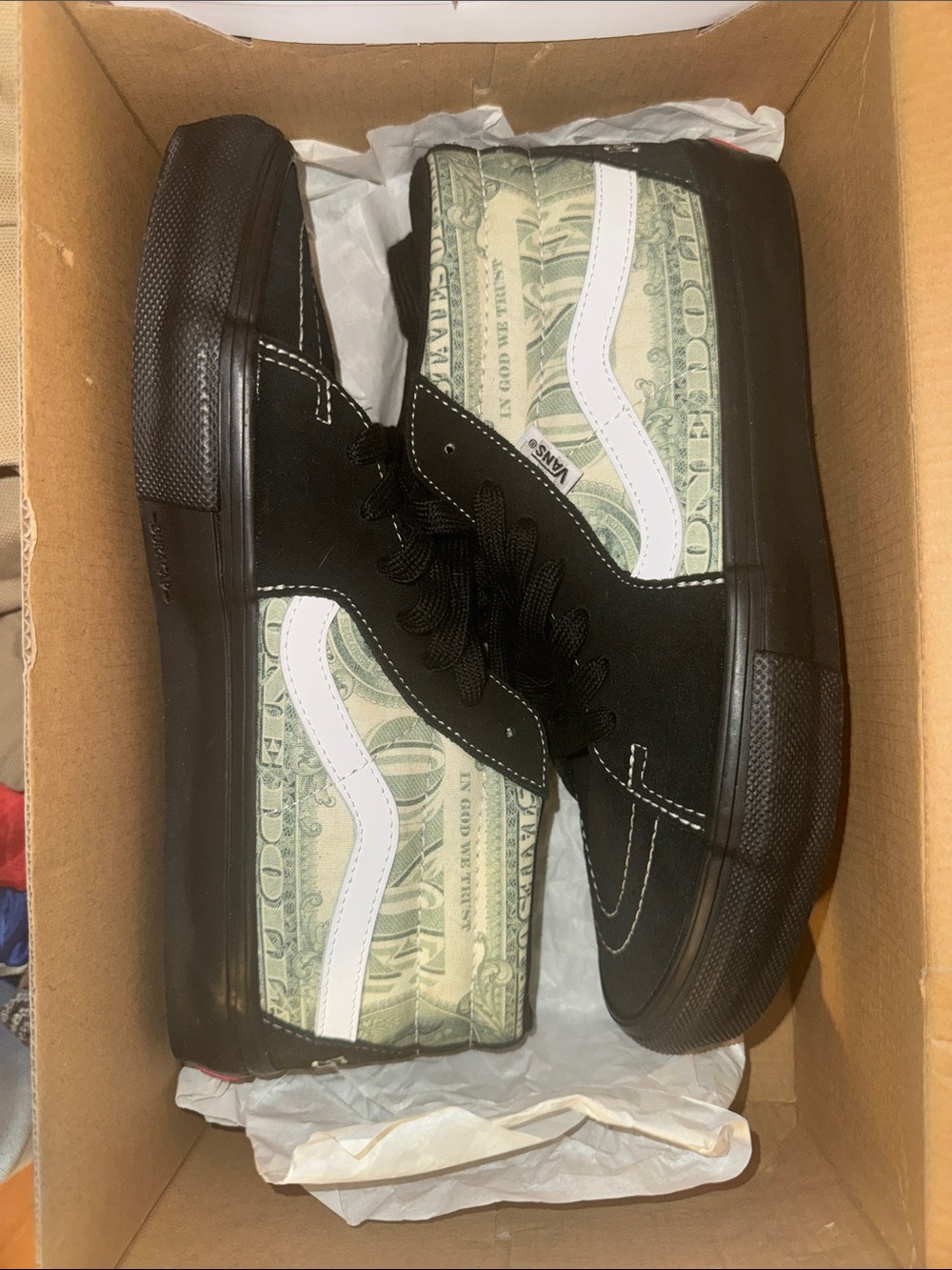 Vans High-Top Sneakers in Black, White and Green Money Print NWT